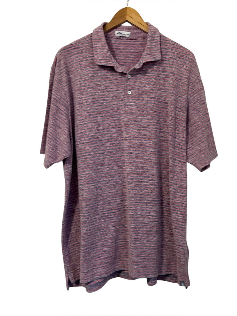 PETER MILLAR Mens Stripe Seaside Wash Polo Shirt Sz 2XL Red Blue Short Sleeve